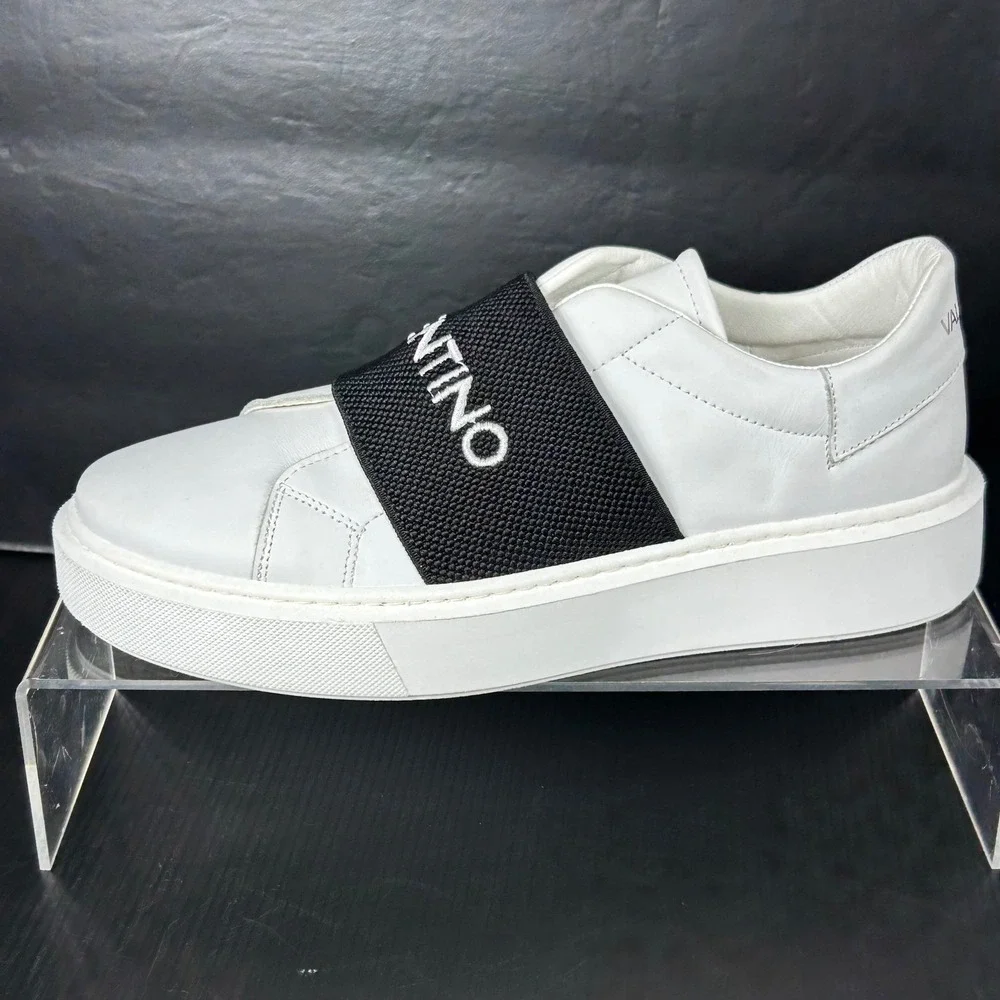 Valentino Size 9.5 White Leather Logo Slip On Sneakers Shoes NEW Maya‎ $499
